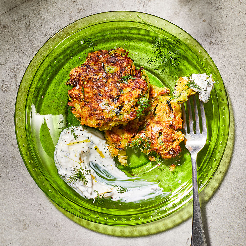 A Healthy Dish with a Delicious Twist - Vegetable Fritters with Basil Cream Sauce