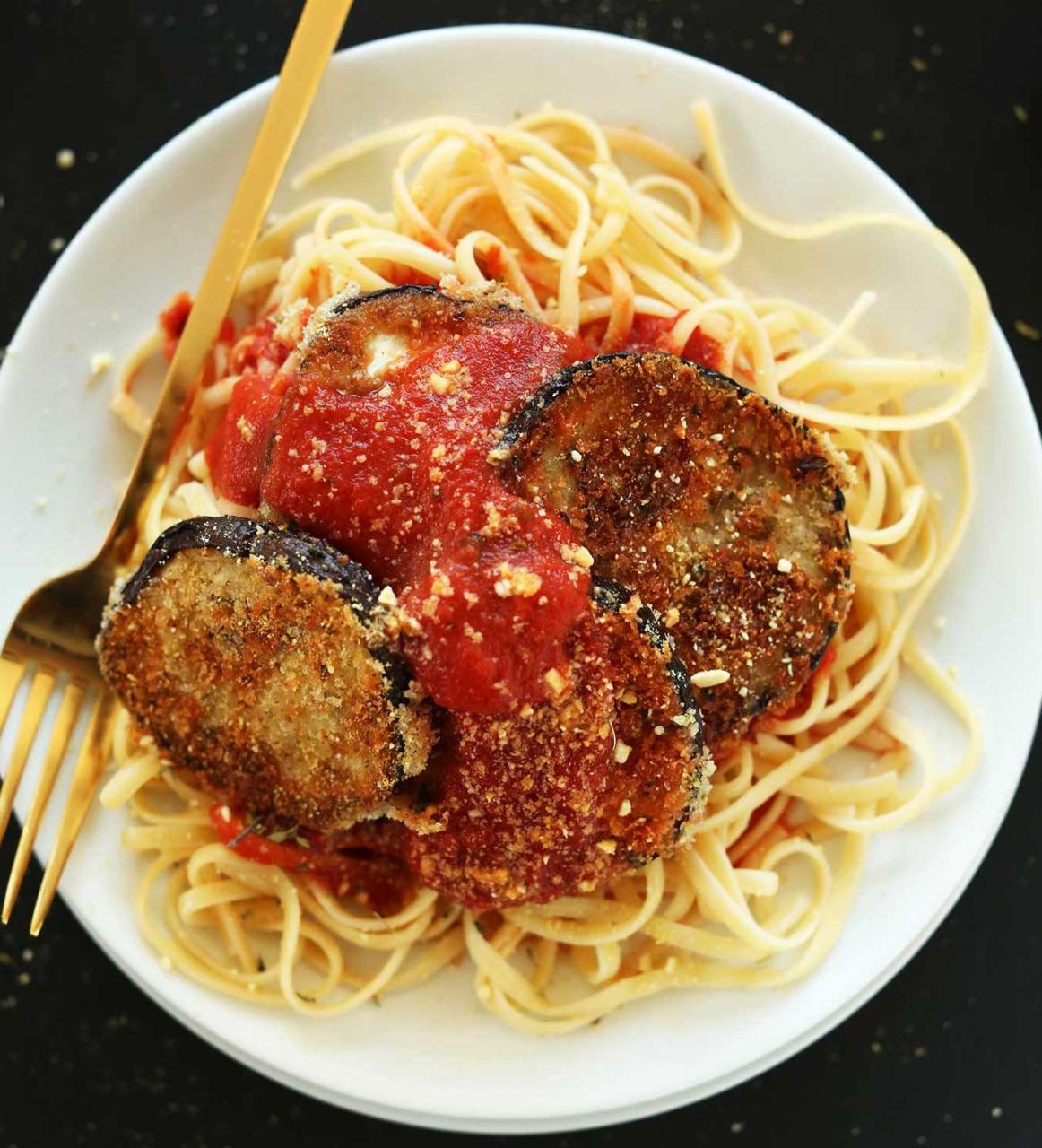 Eggplant Parmigiana with Spaghetti