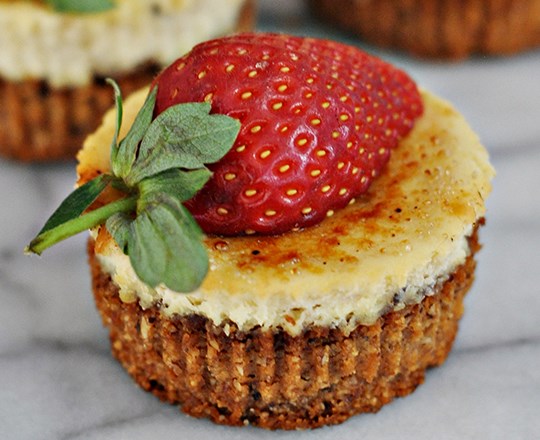 Gluten Free Banana Mini Cheesecakes with Caramelised Sugar Topping