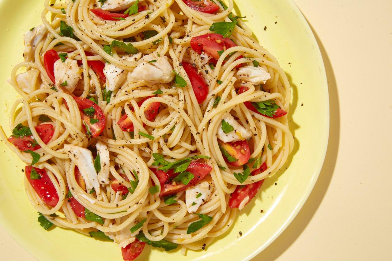 Spaghetti with Crab and Tomatoes Recipe